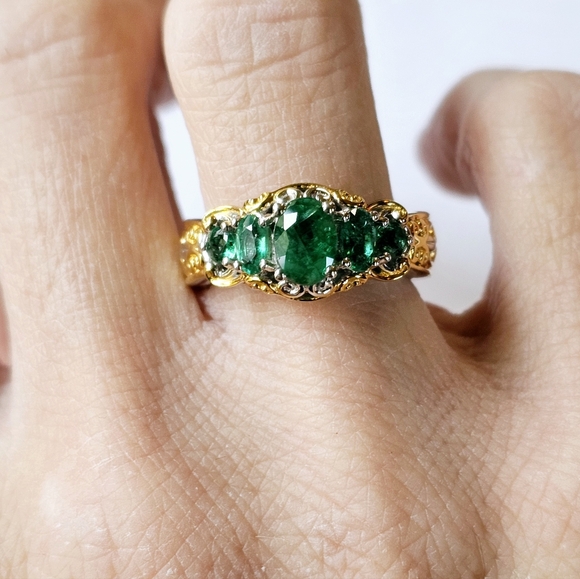Limited Edition Untreated Genuine Emerald Ring Size 7 in 18k/925/Palladium 💚 - Picture 6 of 10